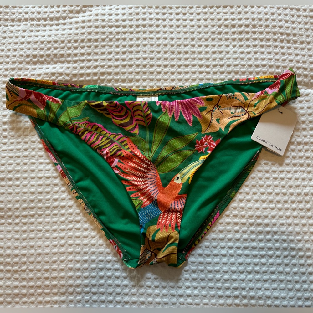 NWT Green Tropical Print Bikini Bottom